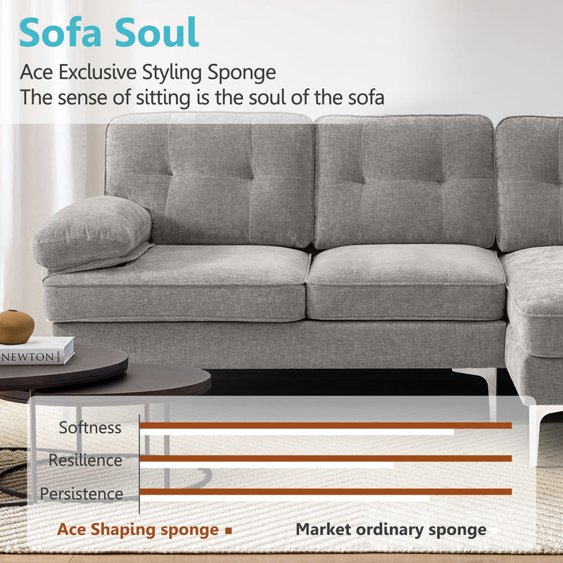 MEROUS Ecksofa, Sofa mit Schlaffunktion, Sofa 3 Sitzer in L Form, Couch Wohnzimmer Polstermöbel