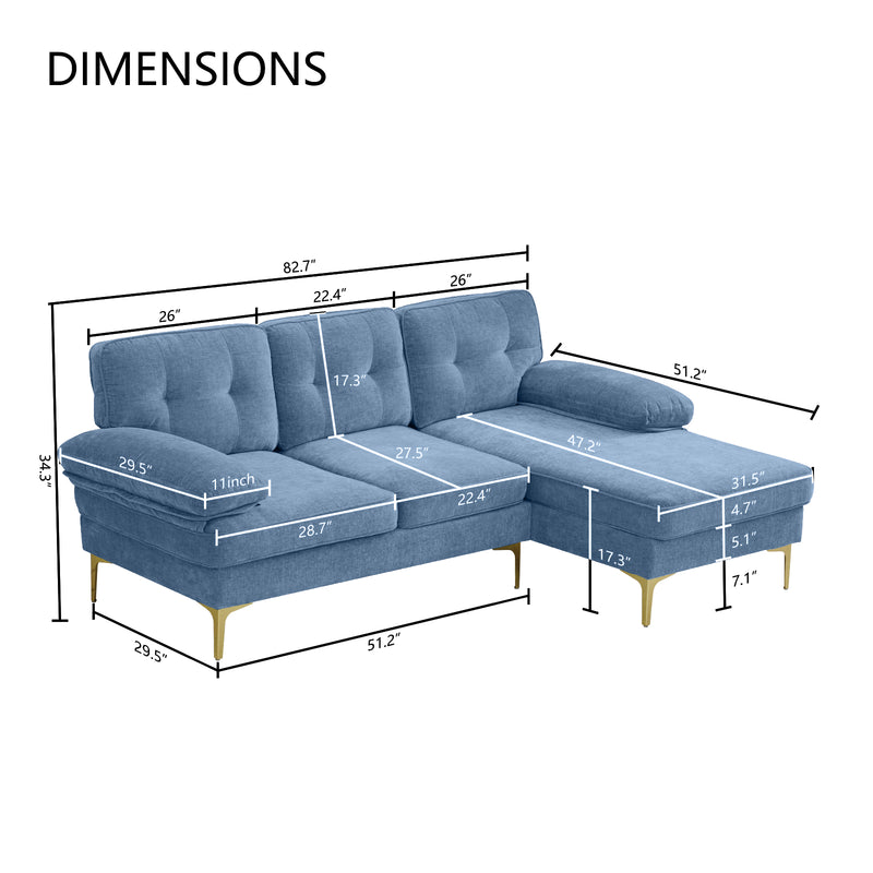 MEROUS Ecksofa, Sofa mit Schlaffunktion, Sofa 3 Sitzer in L Form, Couch Wohnzimmer Polstermöbel