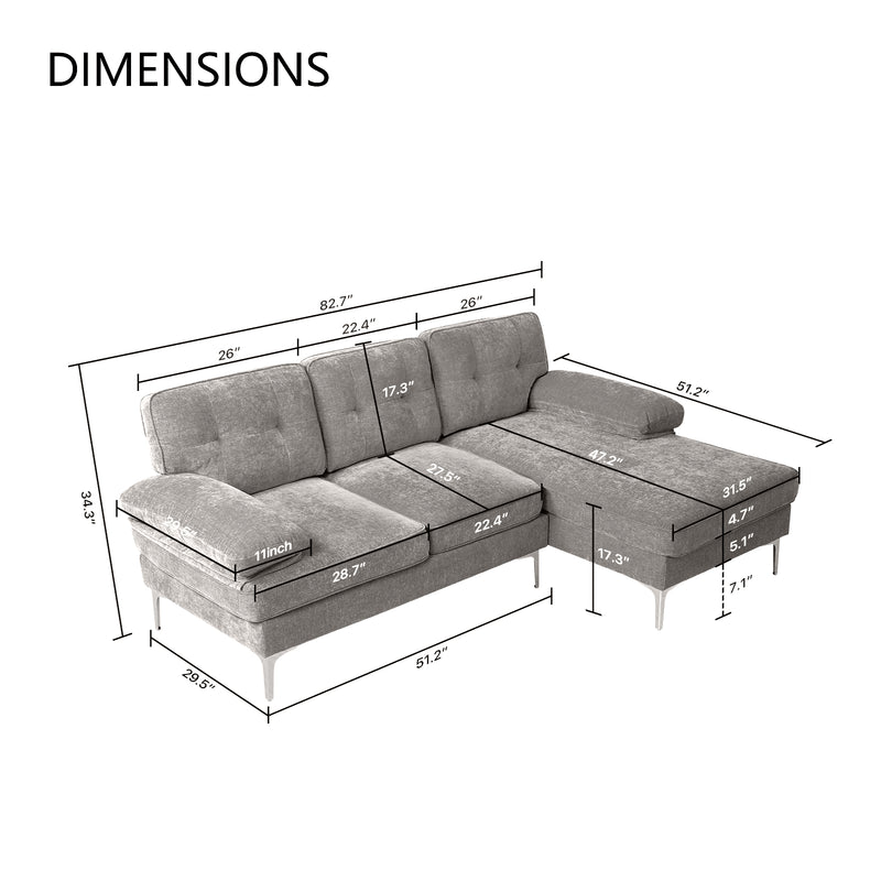 MEROUS Ecksofa, Sofa mit Schlaffunktion, Sofa 3 Sitzer in L Form, Couch Wohnzimmer Polstermöbel