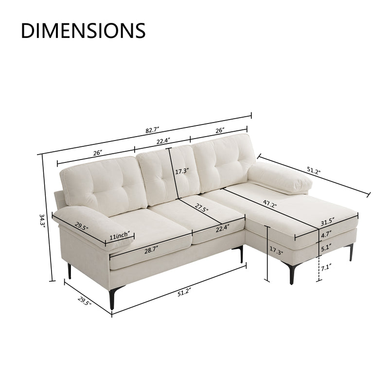 MEROUS Ecksofa, Sofa mit Schlaffunktion, Sofa 3 Sitzer in L Form, Couch Wohnzimmer Polstermöbel